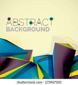 3D geometrische Formen in der Luft. Abstrakter Vektorhintergrund. Business Futuristic Präsentation Layout oder Web Interface oder App Cover. Universalzusammensetzung