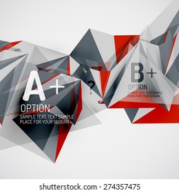 3d geometric shapes in the air. Vector abstract background. Business futuristic presentation layout or web interface or app cover. Universal composition