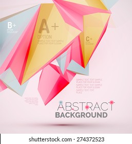 3 d formas geométricas en el aire. Fondo abstracto vectorial. Diseño de presentación futurista de negocios o interfaz web o portada de aplicación. Composición universal