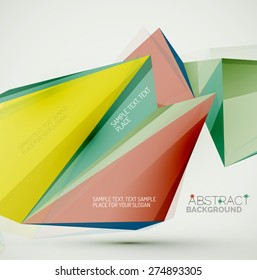 3d geometric shapes in the air. Vector abstract background. Business futuristic presentation layout or web interface or app cover. Universal composition