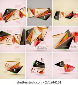 3d geometric shapes in the air. Vector abstract background. Business futuristic presentation layout or web interface or app cover. Universal composition
