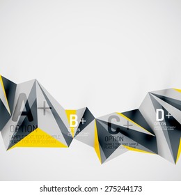 3 d formas geométricas en el aire. Fondo abstracto vectorial. Diseño de presentación futurista de negocios o interfaz web o portada de aplicación. Composición universal