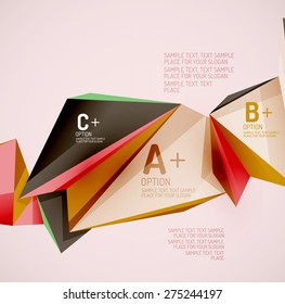 3D geometrische Formen in der Luft. Abstrakter Vektorhintergrund. Business Futuristic Präsentation Layout oder Web Interface oder App Cover. Universalzusammensetzung