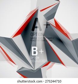 3 d formas geométricas en el aire. Fondo abstracto vectorial. Diseño de presentación futurista de negocios o interfaz web o portada de aplicación. Composición universal