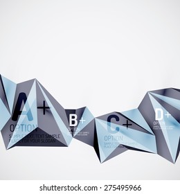 3d geometric shapes in the air. Vector abstract background. Business futuristic presentation layout or web interface or app cover. Universal composition