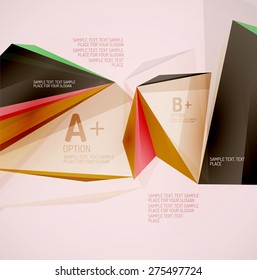 3d geometric shapes in the air. Vector abstract background. Business futuristic presentation layout or web interface or app cover. Universal composition