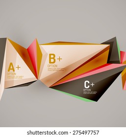 3d geometric shapes in the air. Vector abstract background. Business futuristic presentation layout or web interface or app cover. Universal composition
