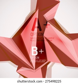 3d geometric shapes in the air. Vector abstract background. Business futuristic presentation layout or web interface or app cover. Universal composition