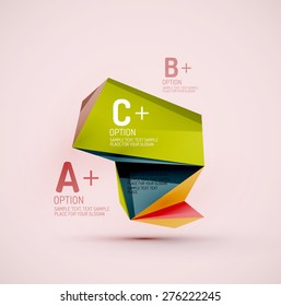 3d geometric shapes in the air. Vector abstract background. Business futuristic presentation layout or web interface or app cover. Universal composition