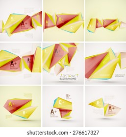 3d geometric shapes in the air. Vector abstract background. Business futuristic presentation layout or web interface or app cover. Universal composition
