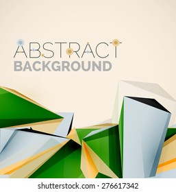 3d geometric shapes in the air. Vector abstract background. Business futuristic presentation layout or web interface or app cover. Universal composition