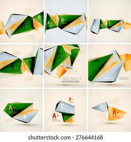 3d geometric shapes in the air. Vector abstract background. Business futuristic presentation layout or web interface or app cover. Universal composition