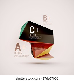 3d geometric shapes in the air. Vector abstract background. Business futuristic presentation layout or web interface or app cover. Universal composition