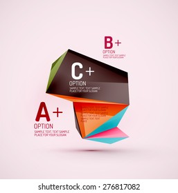 3d geometric shapes in the air. Vector abstract background. Business futuristic presentation layout or web interface or app cover. Universal composition