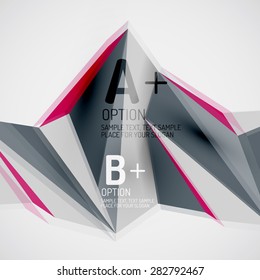 3d geometric shapes in the air. Vector abstract background. Business futuristic presentation layout or web interface or app cover. Universal composition