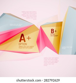 3d geometric shapes in the air. Vector abstract background. Business futuristic presentation layout or web interface or app cover. Universal composition