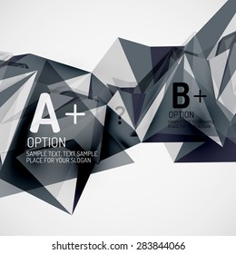3d geometric shapes in the air. Vector abstract background. Business futuristic presentation layout or web interface or app cover. Universal composition