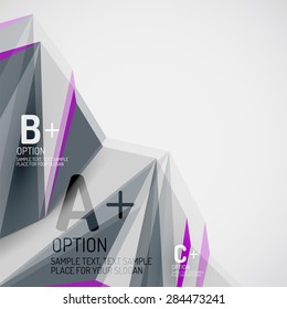 3d geometric shapes in the air. Vector abstract background. Business futuristic presentation layout or web interface or app cover. Universal composition