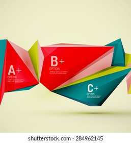 3d geometric shapes in the air. Vector abstract background. Business futuristic presentation layout or web interface or app cover. Universal composition