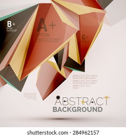 3d geometric shapes in the air. Vector abstract background. Business futuristic presentation layout or web interface or app cover. Universal composition