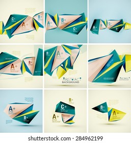 3d geometric shapes in the air. Vector abstract background. Business futuristic presentation layout or web interface or app cover. Universal composition