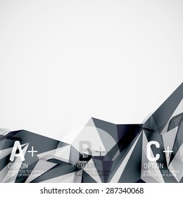 3d geometric shapes in the air. Vector abstract background. Business futuristic presentation layout or web interface or app cover. Universal composition