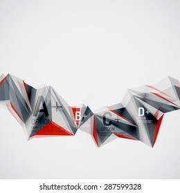 3d geometric shapes in the air. Vector abstract background. Business futuristic presentation layout or web interface or app cover. Universal composition