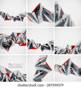 3d geometric shapes in the air. Vector abstract background. Business futuristic presentation layout or web interface or app cover. Universal composition