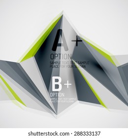 3d geometric shapes in the air. Vector abstract background. Business futuristic presentation layout or web interface or app cover. Universal composition