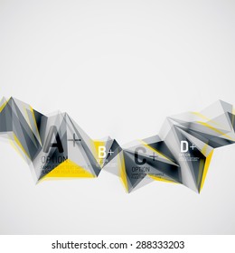3d geometric shapes in the air. Vector abstract background. Business futuristic presentation layout or web interface or app cover. Universal composition