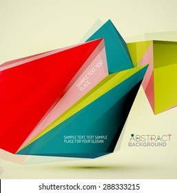 3d geometric shapes in the air. Vector abstract background. Business futuristic presentation layout or web interface or app cover. Universal composition