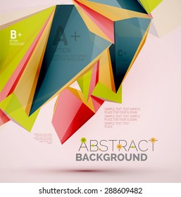 3 d formas geométricas en el aire. Fondo abstracto vectorial. Diseño de presentación futurista de negocios o interfaz web o portada de aplicación. Composición universal