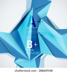 3d geometric shapes in the air. Vector abstract background. Business futuristic presentation layout or web interface or app cover. Universal composition