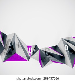 3d geometric shapes in the air. Vector abstract background. Business futuristic presentation layout or web interface or app cover. Universal composition