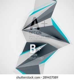 3d geometric shapes in the air. Vector abstract background. Business futuristic presentation layout or web interface or app cover. Universal composition