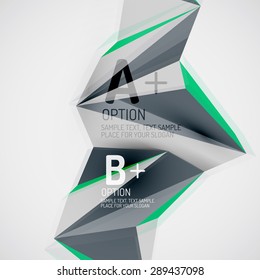 3d geometric shapes in the air. Vector abstract background. Business futuristic presentation layout or web interface or app cover. Universal composition