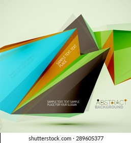 3d geometric shapes in the air. Vector abstract background. Business futuristic presentation layout or web interface or app cover. Universal composition