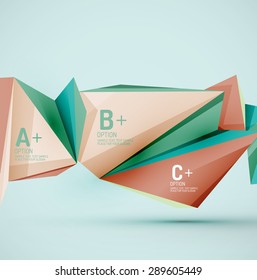 formas geométricas 3d no ar. Fundo abstrato do vetor. Layout de apresentação futurista de negócios ou interface da Web ou capa de aplicativo. Composição universal