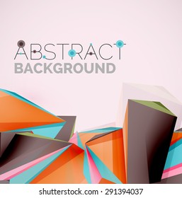 3d geometric shapes in the air. Vector abstract background. Business futuristic presentation layout or web interface or app cover. Universal composition