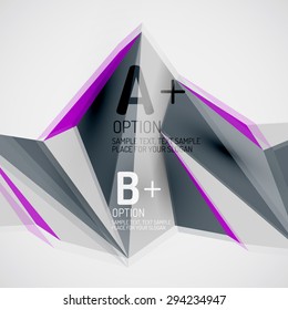 3d geometric shapes in the air. Vector abstract background. Business futuristic presentation layout or web interface or app cover. Universal composition