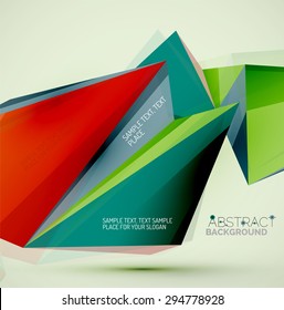 3d geometric shapes in the air. Vector abstract background. Business futuristic presentation layout or web interface or app cover. Universal composition