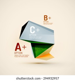 3d geometric shapes in the air. Vector abstract background. Business futuristic presentation layout or web interface or app cover. Universal composition