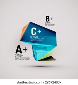 3d geometric shapes in the air. Vector abstract background. Business futuristic presentation layout or web interface or app cover. Universal composition