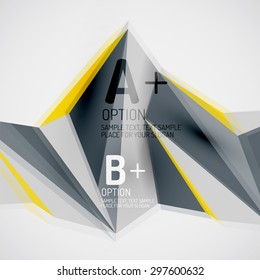3d geometric shapes in the air. Vector abstract background. Business futuristic presentation layout or web interface or app cover. Universal composition