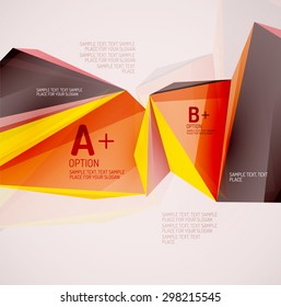 3d geometric shapes in the air. Vector abstract background. Business futuristic presentation layout or web interface or app cover. Universal composition