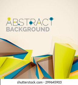 3d geometric shapes in the air. Vector abstract background. Business futuristic presentation layout or web interface or app cover. Universal composition