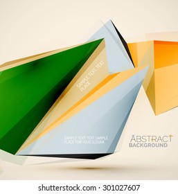 3D geometrische Formen in der Luft. Abstrakter Vektorhintergrund. Business Futuristic Präsentation Layout oder Web Interface oder App Cover. Universalzusammensetzung