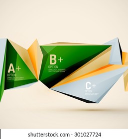 3d geometric shapes in the air. Vector abstract background. Business futuristic presentation layout or web interface or app cover. Universal composition
