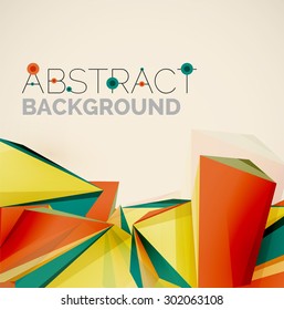 3d geometric shapes in the air. Vector abstract background. Business futuristic presentation layout or web interface or app cover. Universal composition