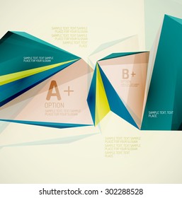 3d geometric shapes in the air. Vector abstract background. Business futuristic presentation layout or web interface or app cover. Universal composition